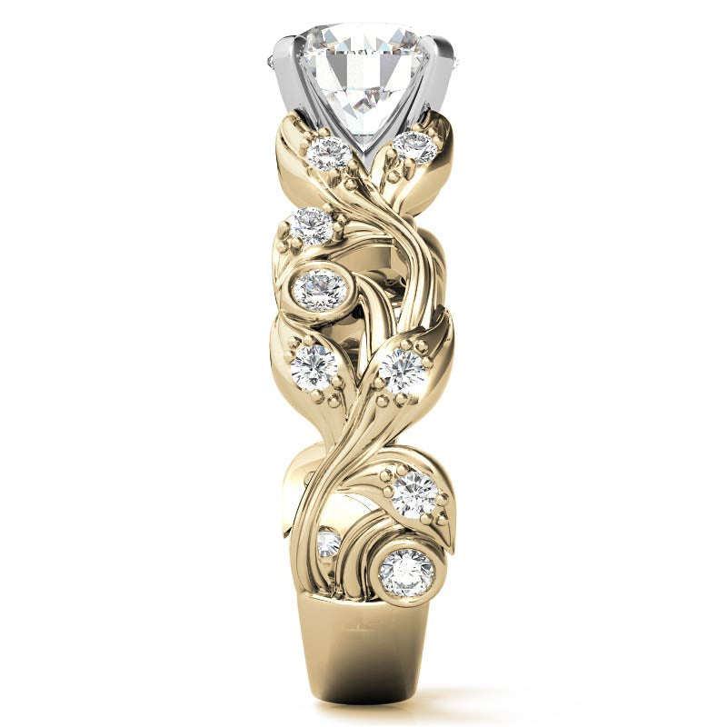 Round Brilliant Moissanite Floral Engagement Ring Setting