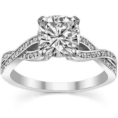 Round Diamond & Moissanite Split Shank Engagement Ring