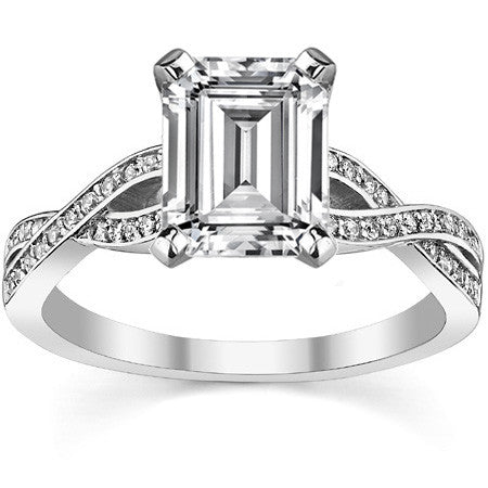 Round Diamond & Moissanite Split Shank Engagement Ring