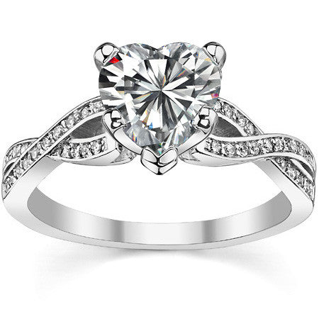 Round Diamond & Moissanite Split Shank Engagement Ring
