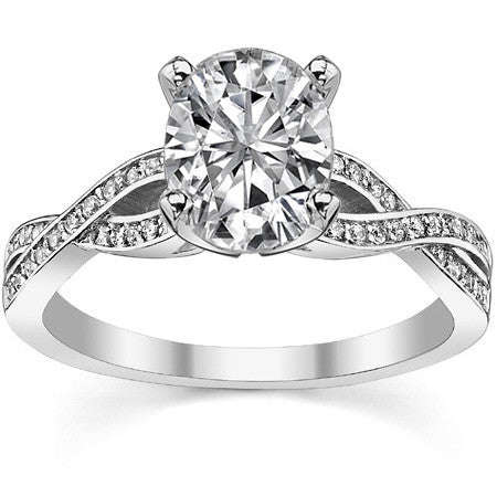 Round Diamond & Moissanite Split Shank Engagement Ring