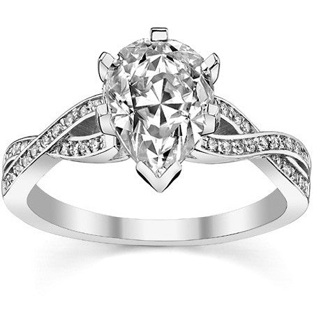 Round Diamond & Moissanite Split Shank Engagement Ring