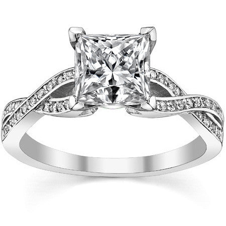 Round Diamond & Moissanite Split Shank Engagement Ring