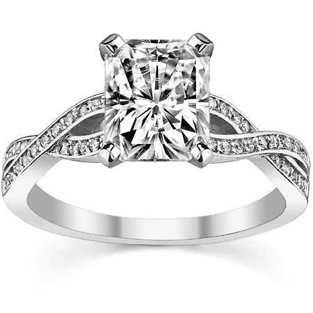Round Diamond & Moissanite Split Shank Engagement Ring