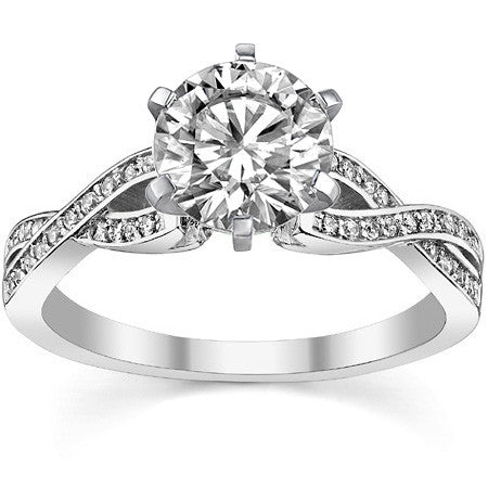 Round Diamond & Moissanite Split Shank Engagement Ring