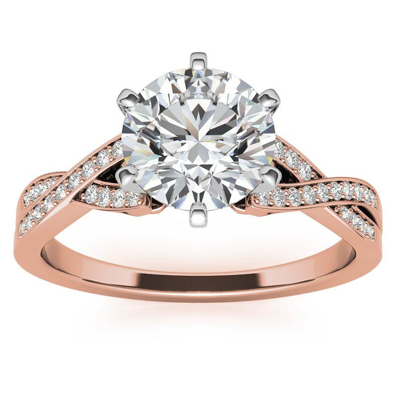 Round Diamond & Moissanite Split Shank Engagement Ring