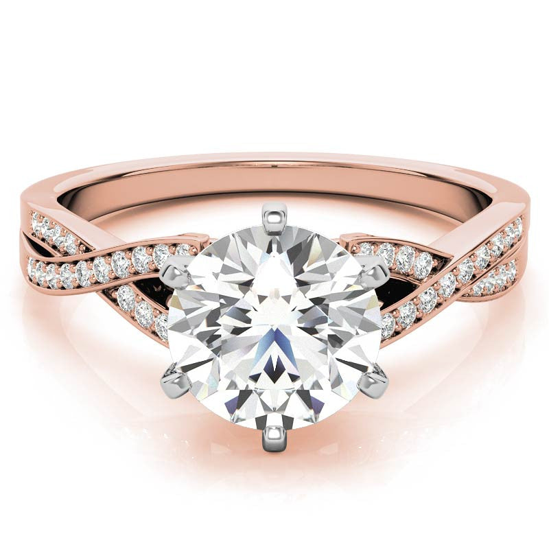 Round Diamond & Moissanite Split Shank Engagement Ring