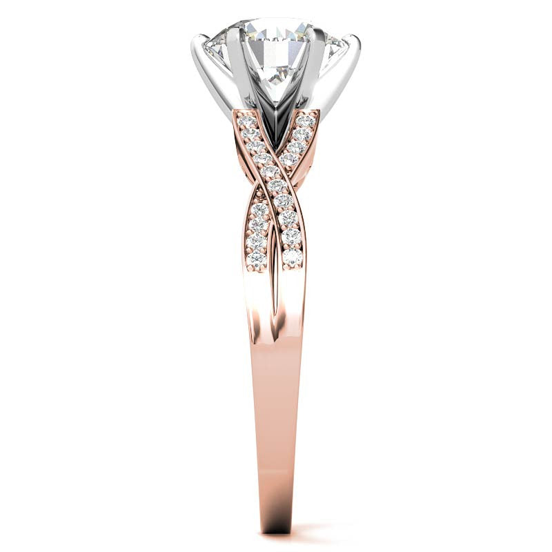 Round Diamond & Moissanite Split Shank Engagement Ring
