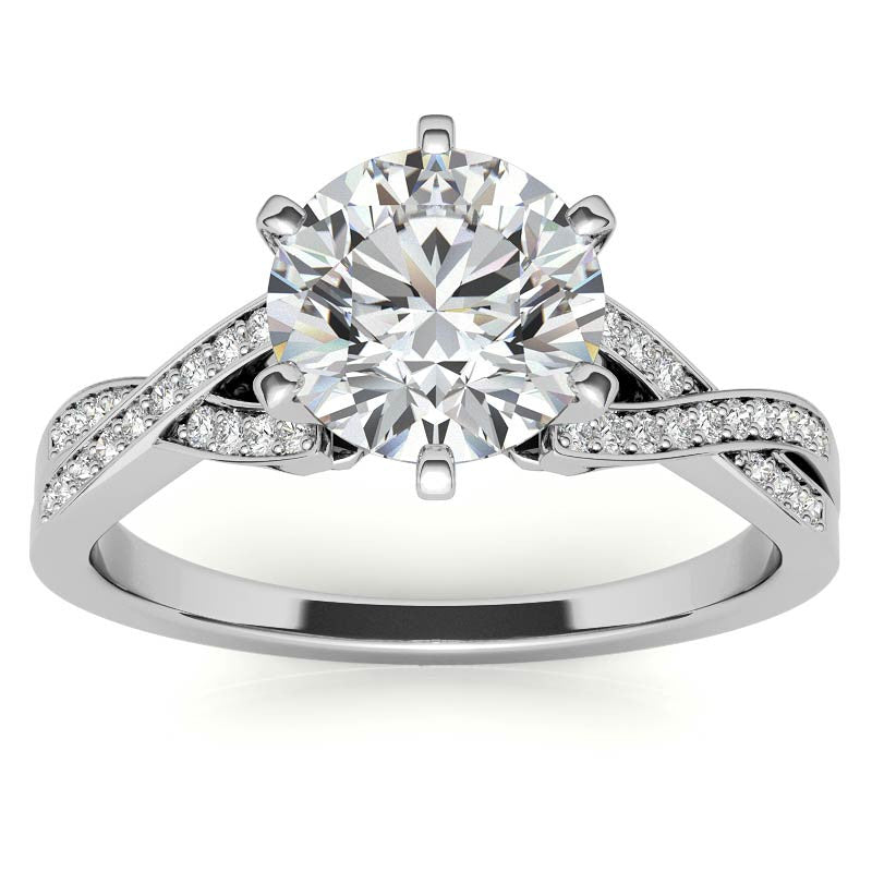 Round Diamond & Moissanite Split Shank Engagement Ring
