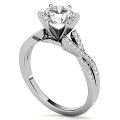 Round Diamond & Moissanite Split Shank Engagement Ring