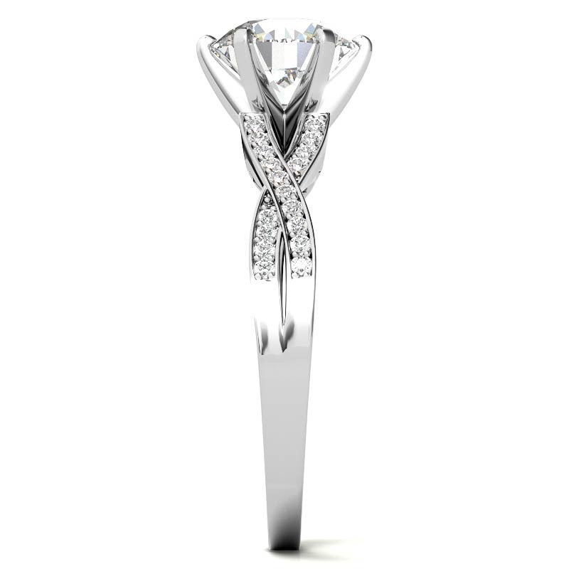 Round Diamond & Moissanite Split Shank Engagement Ring