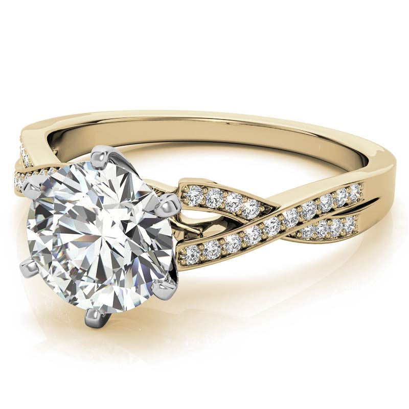 Round Diamond & Moissanite Split Shank Engagement Ring