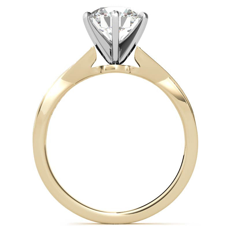 Round Diamond & Moissanite Split Shank Engagement Ring