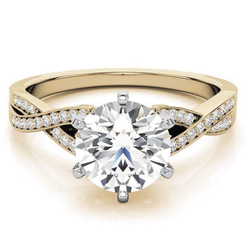 Round Diamond & Moissanite Split Shank Engagement Ring