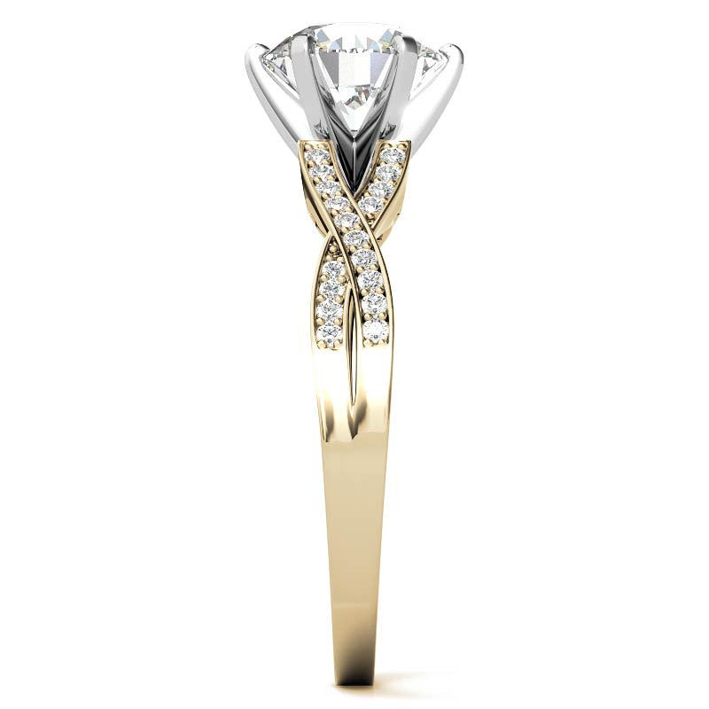 Round Diamond & Moissanite Split Shank Engagement Ring