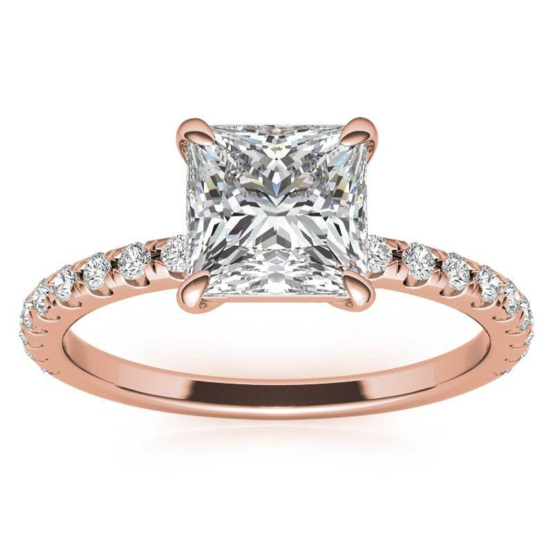 Low Set Claw Prong Princess cut Moissanite Engagement Ring