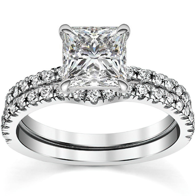 Low Set Claw Prong Princess cut Moissanite Engagement Ring