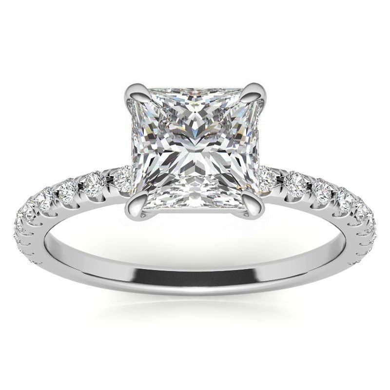 Low Set Claw Prong Princess cut Moissanite Engagement Ring
