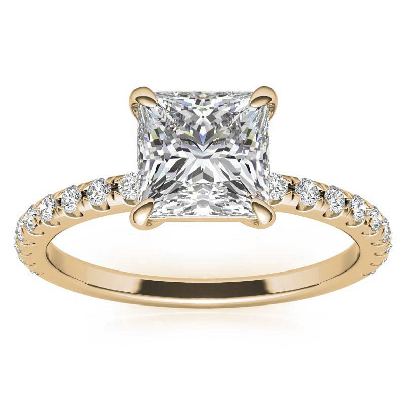 Low Set Claw Prong Princess cut Moissanite Engagement Ring