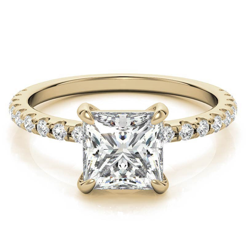 Low Set Claw Prong Princess cut Moissanite Engagement Ring