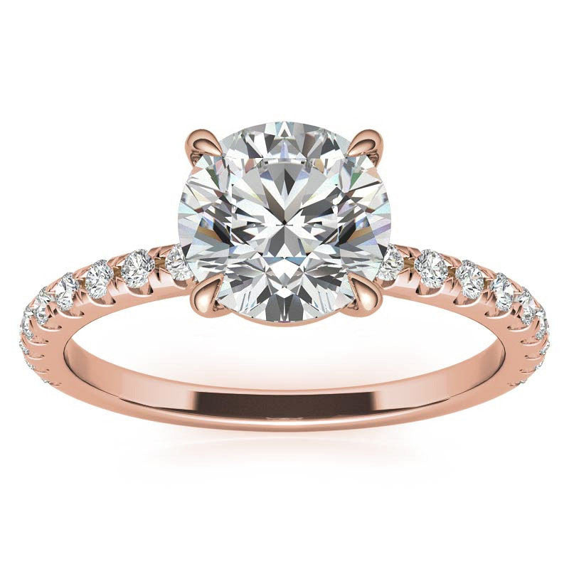 Low Set Claw Prong Moissanite Engagement Ring