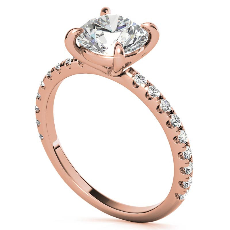 Low Set Claw Prong Moissanite Engagement Ring