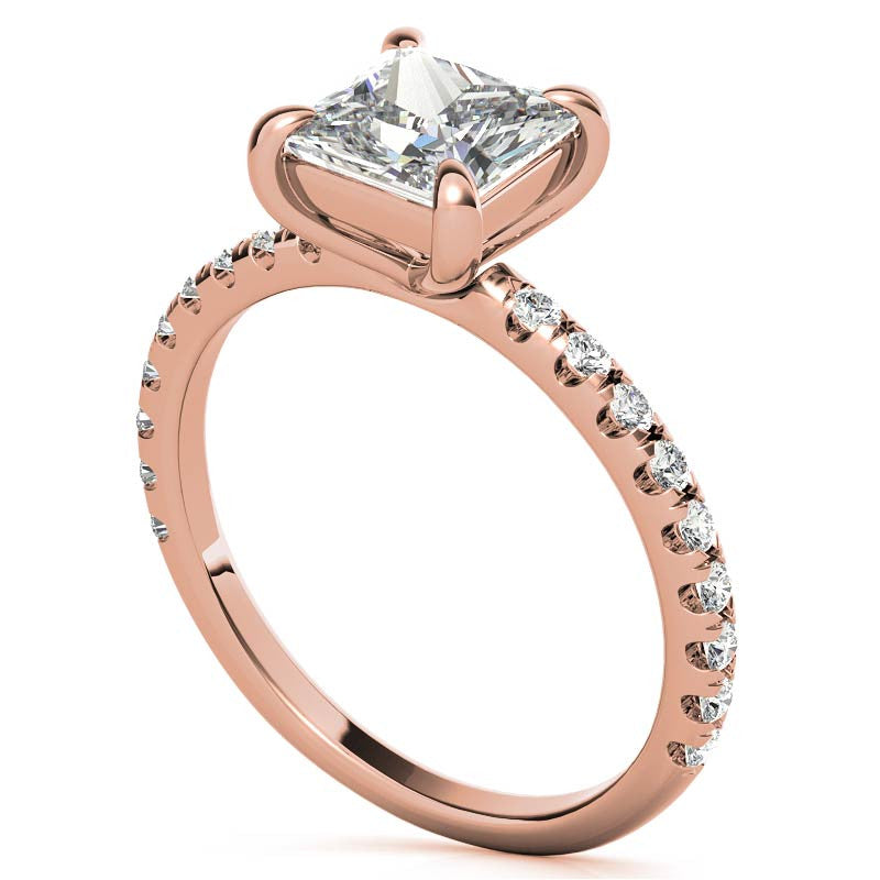 Low Set Claw Prong Princess cut Moissanite Engagement Ring