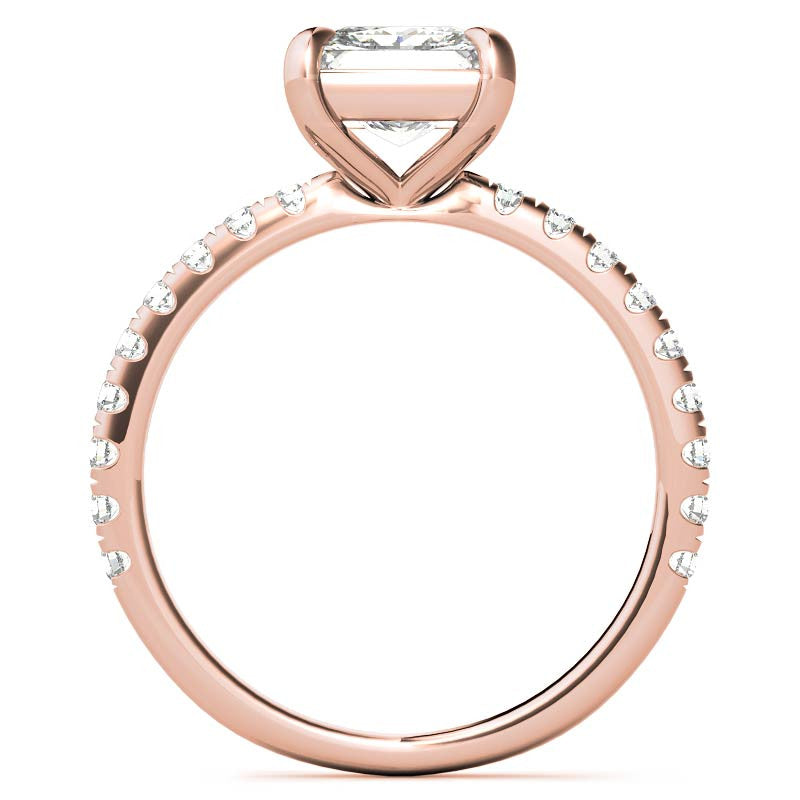 Low Set Claw Prong Princess cut Moissanite Engagement Ring