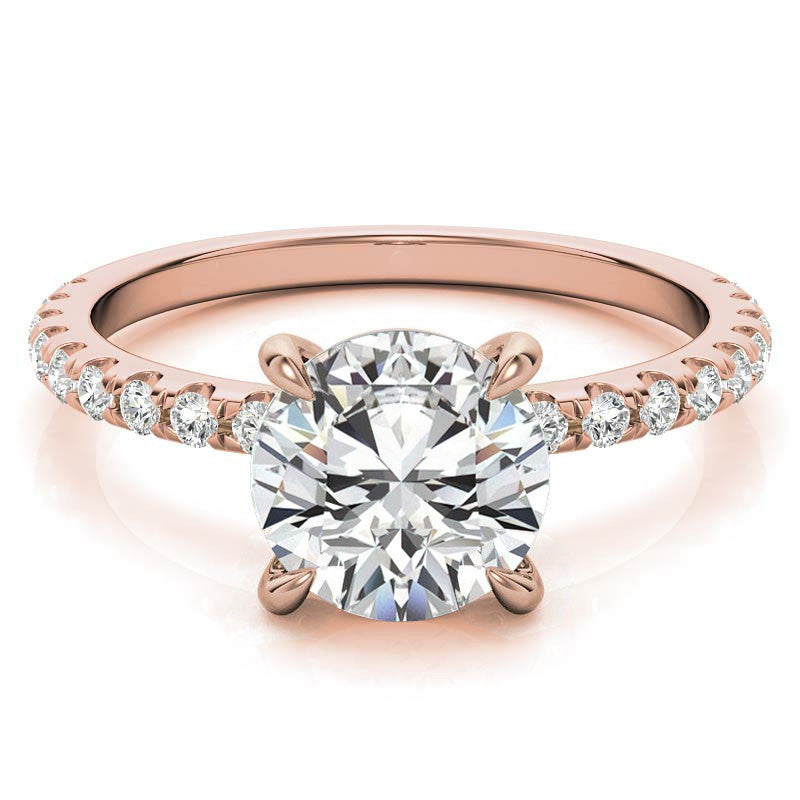 Low Set Claw Prong Moissanite Engagement Ring