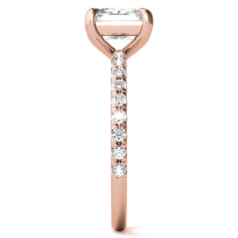 Low Set Claw Prong Princess cut Moissanite Engagement Ring