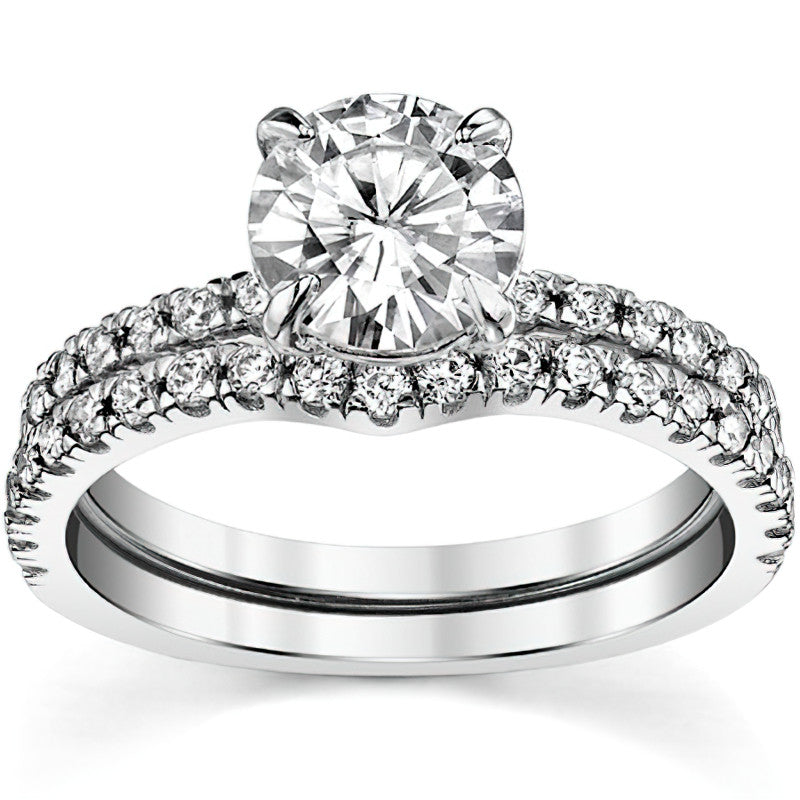 Low Set Claw Prong Moissanite Engagement Ring