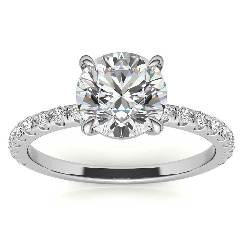 Low Set Claw Prong Moissanite Engagement Ring