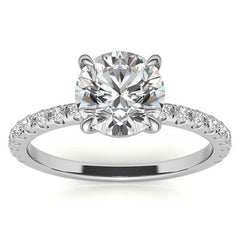 Low Set Claw Prong Moissanite Engagement Ring