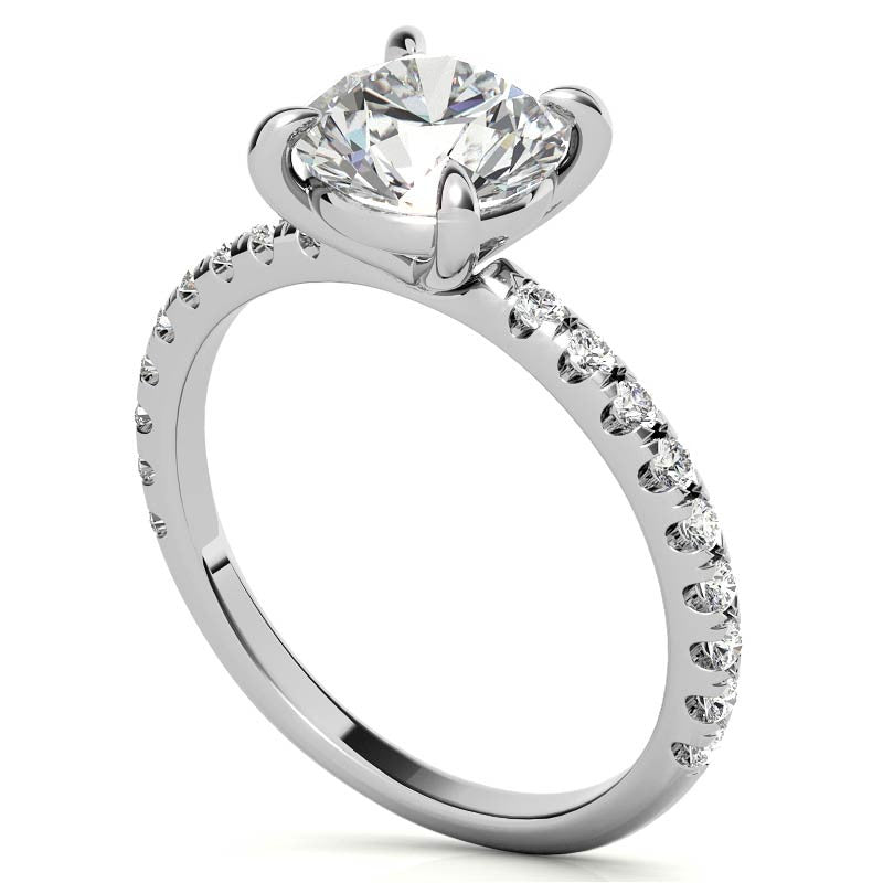 Low Set Claw Prong Moissanite Engagement Ring