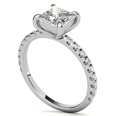 Low Set Claw Prong Princess cut Moissanite Engagement Ring