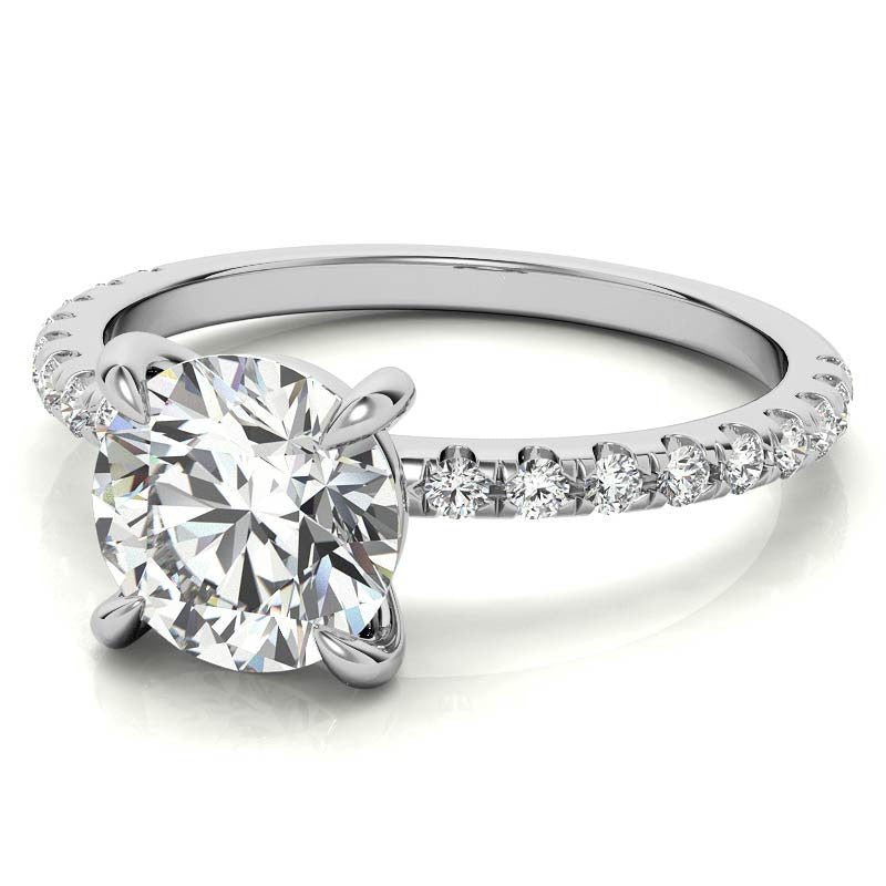 Low Set Claw Prong Moissanite Engagement Ring