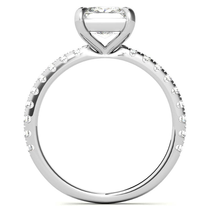 Low Set Claw Prong Princess cut Moissanite Engagement Ring