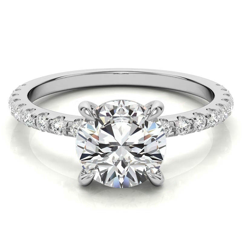 Low Set Claw Prong Moissanite Engagement Ring