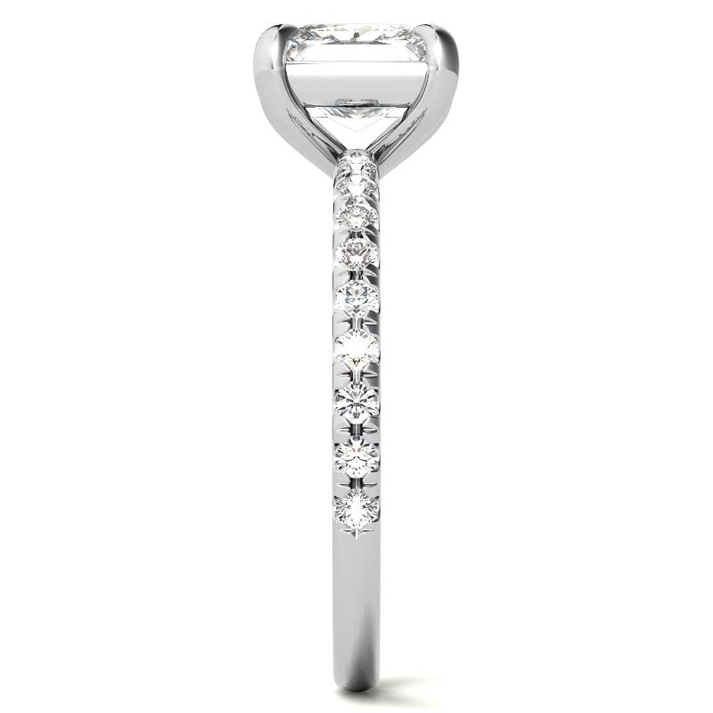 Low Set Claw Prong Princess cut Moissanite Engagement Ring