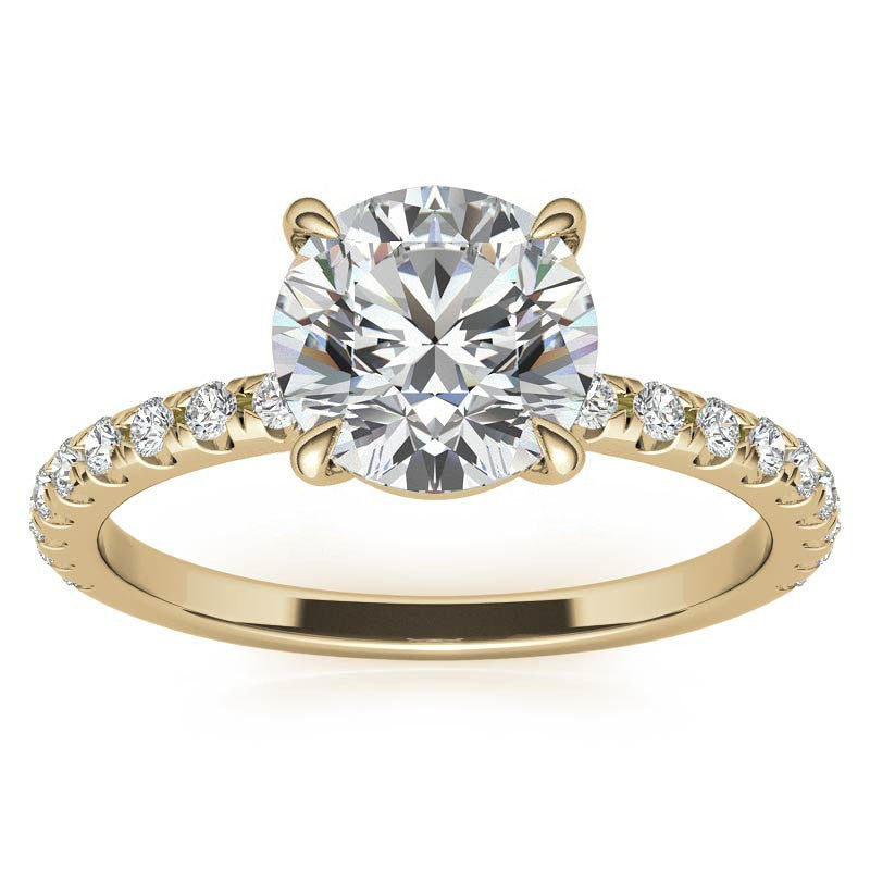 Low Set Claw Prong Moissanite Engagement Ring