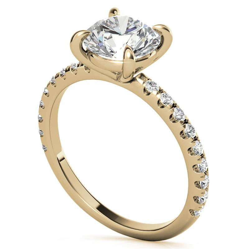 Low Set Claw Prong Moissanite Engagement Ring