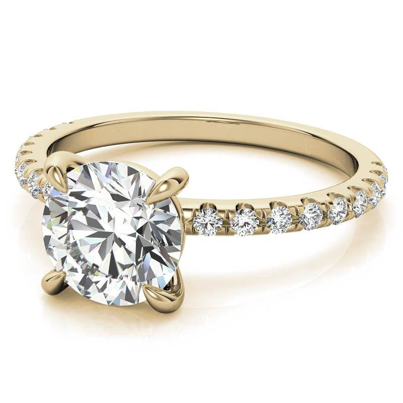 Low Set Claw Prong Moissanite Engagement Ring