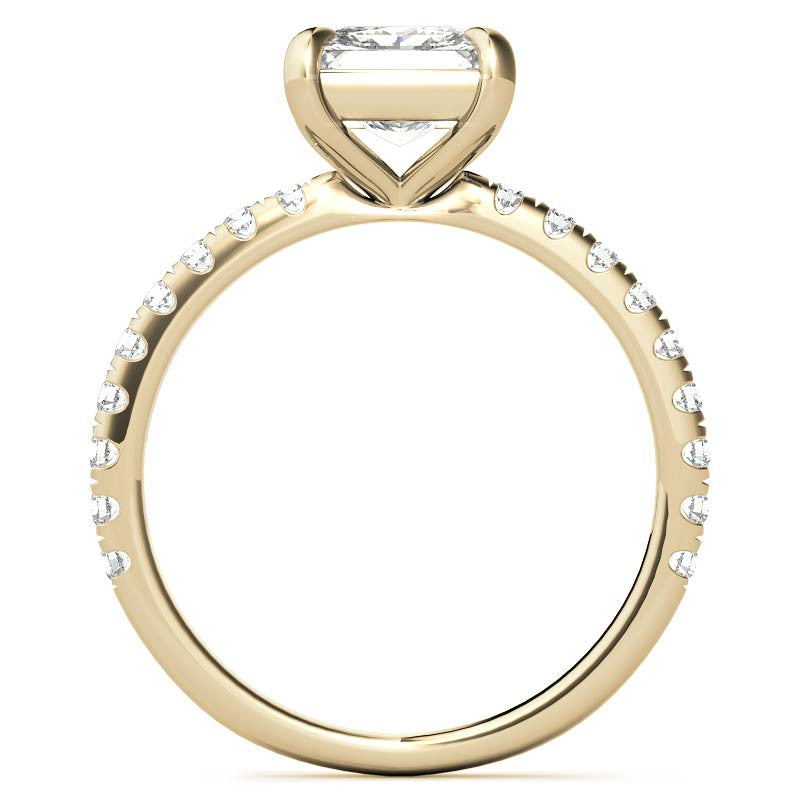 Low Set Claw Prong Princess cut Moissanite Engagement Ring
