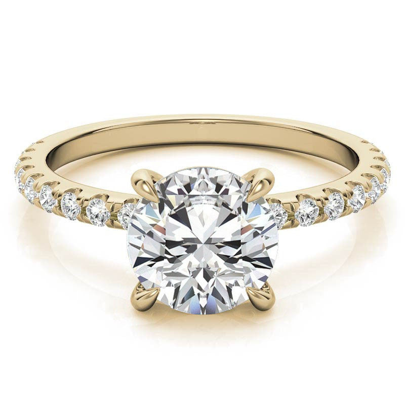 Low Set Claw Prong Moissanite Engagement Ring