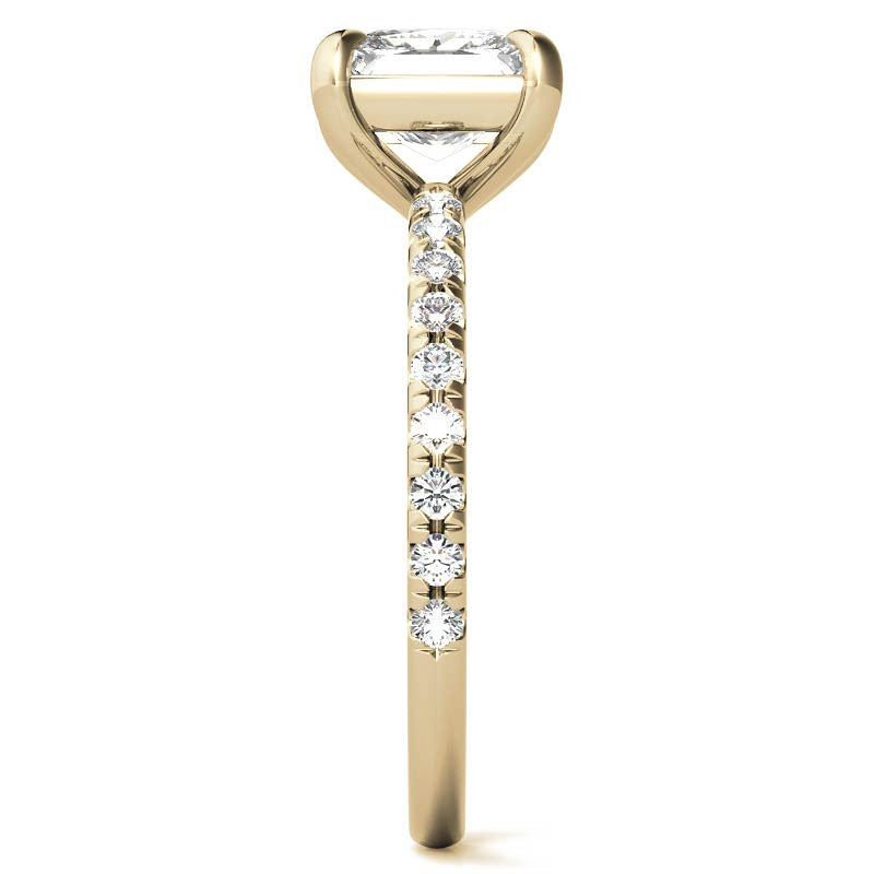 Low Set Claw Prong Princess cut Moissanite Engagement Ring