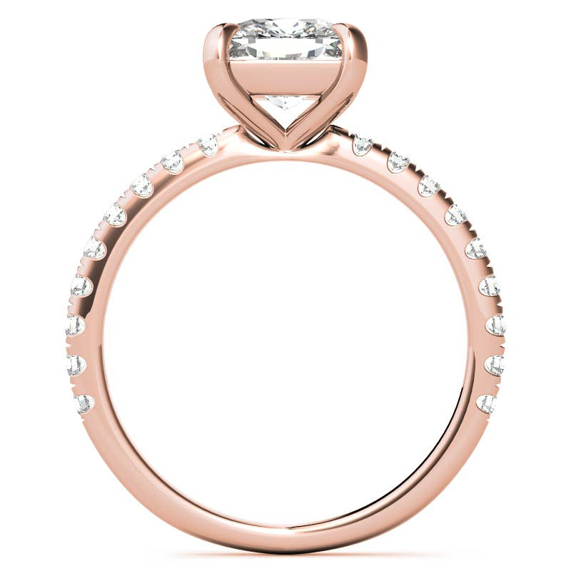 Low Set Claw Prong Cushion Moissanite Engagement Ring