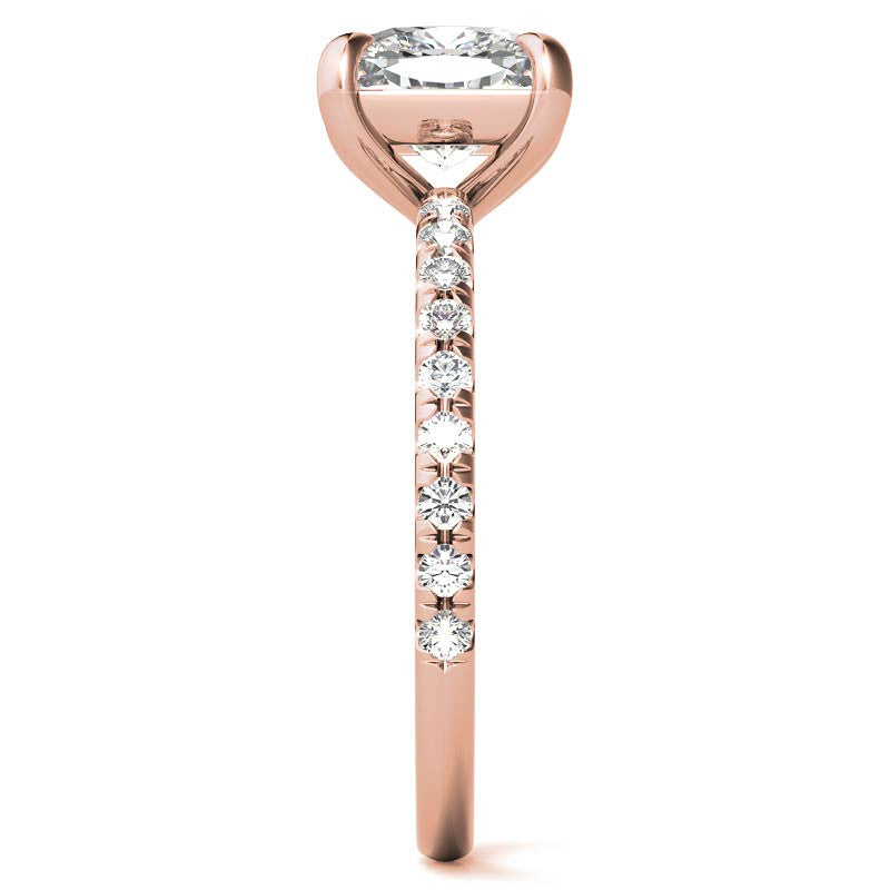 Low Set Claw Prong Cushion Moissanite Engagement Ring