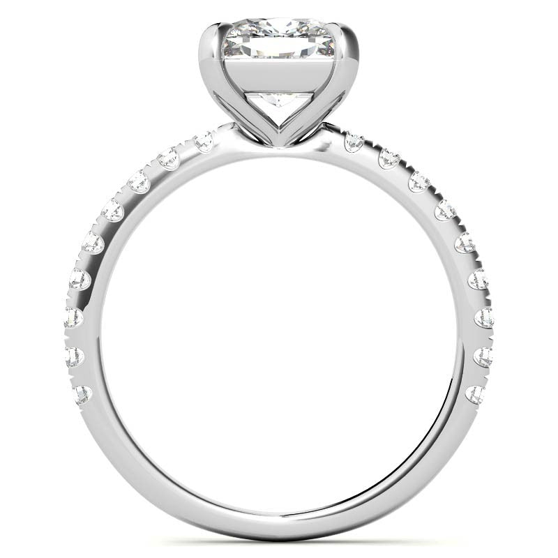 Low Set Claw Prong Cushion Moissanite Engagement Ring