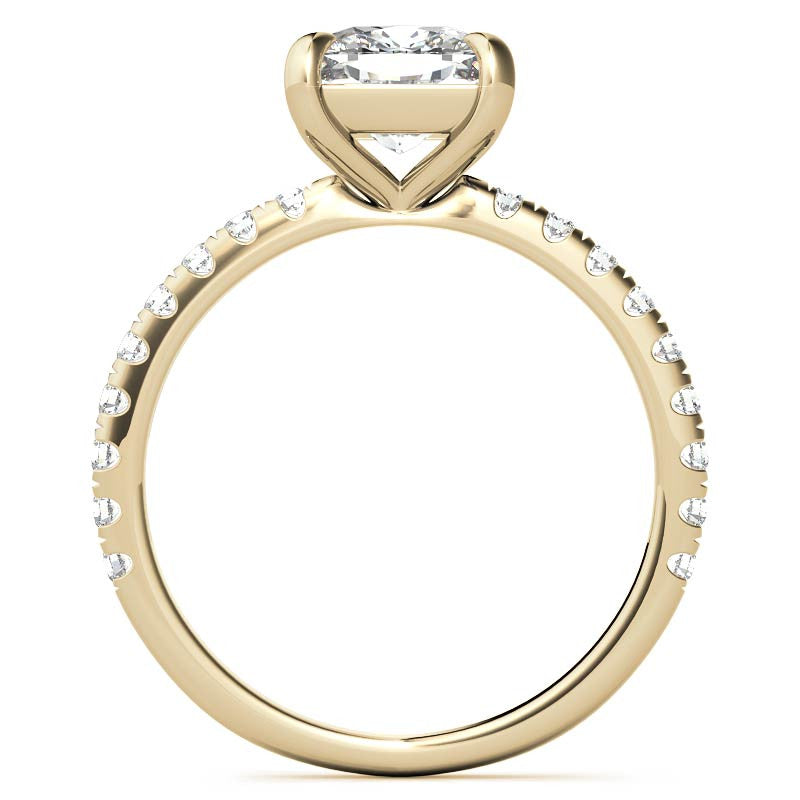 Low Set Claw Prong Cushion Moissanite Engagement Ring