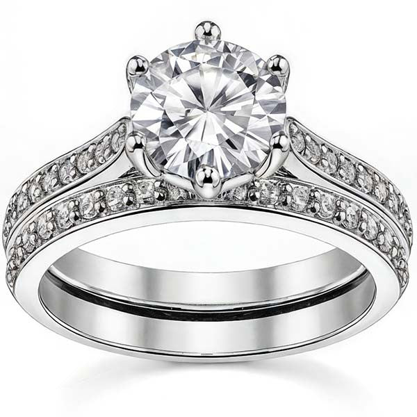 Round 6-Prong Trellis Moissanite Engagement Ring
